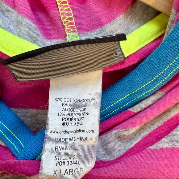 ➕ Andrew Christian Vibrant Striped Hooded Shredder Tank - Picture 6 of 6